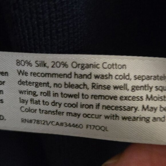 Eileen Fisher Silk Organic Cotton Sustainable Navy Cardigan Sweater Size PL - Picture 5 of 5